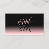 黒ピンクエレガント色グラデーションシャドウフォントイニシャル 名刺 (正面)