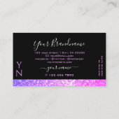 黒ピンクスタイリッシュパープルスパークルグリッターモノグラム 名刺 (裏面)
