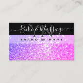 黒ピンクスタイリッシュパープルスパークルグリッターモノグラム 名刺 (正面)