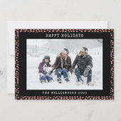 黒ピンクドット抽象パーソナライズフォトホリデー シーズンカード (正面)