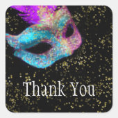 黒ピンクブルーを装ってありがとう スクエアシール (正面)