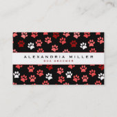 黒ピンク白い子犬の手前印刷パターン 名刺 (正面)