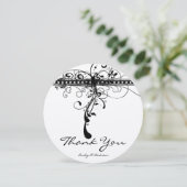 黒ファンキー渦エレガント結婚の感謝 サンキューカード (スタンド正面)