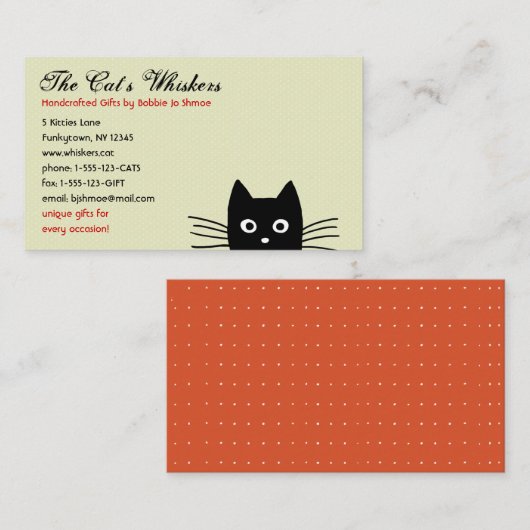 黒ファンキー猫好奇心のぞき子猫可愛おもしろい 名刺 (正面/裏面)