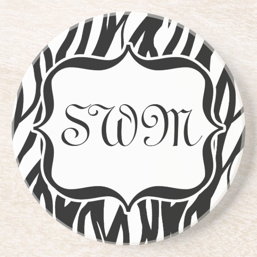 黒ファンキー/白ゼブラモノグラム コースター (正面)