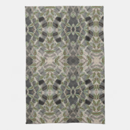 黒ファンシーと白と茶色のハンドタオル キッチンタオル