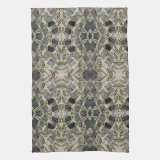 黒ファンシーと白と茶色のハンドタオル キッチンタオル (縦)