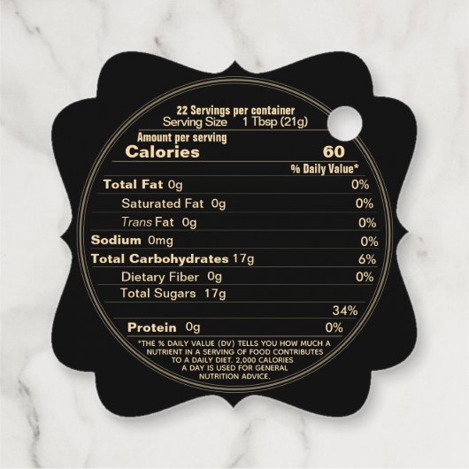 黒ファンシーと金ゴールドのハニーラベル栄養ラベル フェイバータグ (裏面)