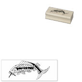 黒ファンシーの魚の列はかりで測 ラバースタンプ (押印)
