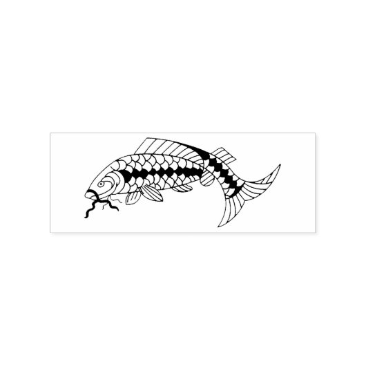 黒ファンシーの魚の列はかりで測 ラバースタンプ (インプリント)