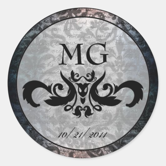 黒ファンシーダマスクゴシックのシール/封筒用シール ラウンドシール (正面)