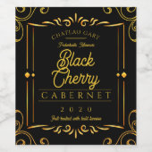 黒ファンシーフェイク金ゴールド自家製ワパーソナライズされたイン ワインラベル (シングルラベル)