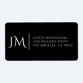 黒ファンシーモダン白差出人住所ラベル ラベル