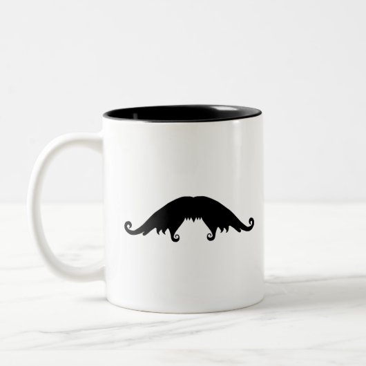 黒ファンシー口ひげ2トーンのコーヒーマグ ツートーンマグカップ (左)