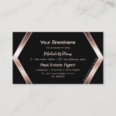 黒ファンシー幾何光沢バラ金ゴールドエレガント 名刺 (裏面)