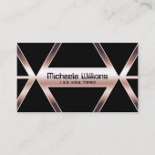 黒ファンシー幾何光沢バラ金ゴールドエレガント 名刺 (正面)