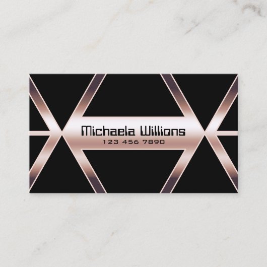 黒ファンシー幾何光沢バラ金ゴールドエレガント 名刺 (正面)