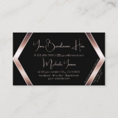 黒ファンシー幾何学模様、バラ金ゴールドおよびモノグラム 名刺 (裏面)