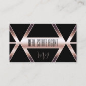 黒ファンシー幾何学模様、バラ金ゴールドおよびモノグラム 名刺 (正面)