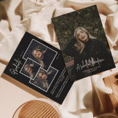 黒ファンシー文字フォトコラージュ卒業 案内状