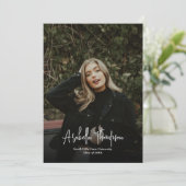 黒ファンシー文字フォトコラージュ卒業 案内状 (スタンド正面)