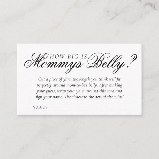 黒ファンシー文字 | Mommys Bellyの大きさ エンクロージャーカード (正面)