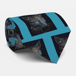 黒ファンシー猫の絵画ネックタイ ネクタイ