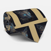 黒ファンシー猫の絵画ネックタイ ネクタイ (ロール)