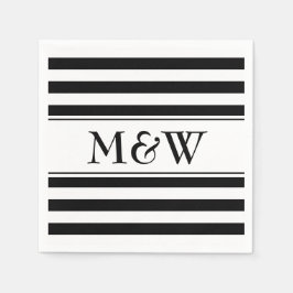 黒ファンシー白のストライプのナプキ結婚ン スタンダードカクテルナプキン