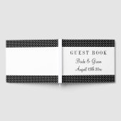 黒ファンシー白水玉模様結婚ズパーソナライズされた ゲストブック (全面)