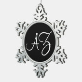 黒ファンシー白 スノーフレークピューターオーナメント (右)