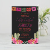 黒フィエスタメキシコの少女の誕生日 招待状 (スタンド正面)