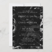 黒フェイクと銀の大結婚理石 招待状 (正面)