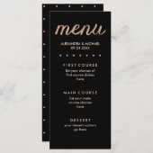 黒フェイクのメニューの結婚バラ点々のある金ゴールド メニュー (正面/裏面)