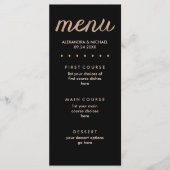 黒フェイクのメニューの結婚バラ点々のある金ゴールド メニュー (正面)