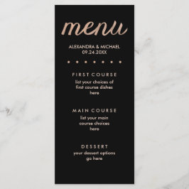 黒フェイクのメニューの結婚バラ点々のある金ゴールド メニュー