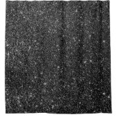 黒フェイクグリッターと白のキラキラの背景 シャワーカーテン (正面)