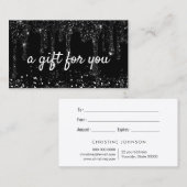黒フェイクグリッタードリップギフトカード 名刺 (正面/裏面)