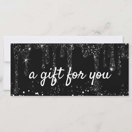 黒フェイクグリッタードリップギフト証明書カード (正面)
