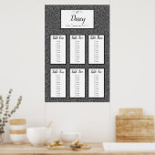 黒フェイクグリッター座席表 ポスター (キッチン)