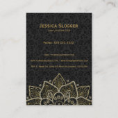 黒フェイクグリッター金ゴールドフローラ曼荼羅2a 名刺 (裏面)