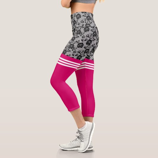 黒フェイクバラレース釣り網オックソックス – エレガント カプリレギンス (左)