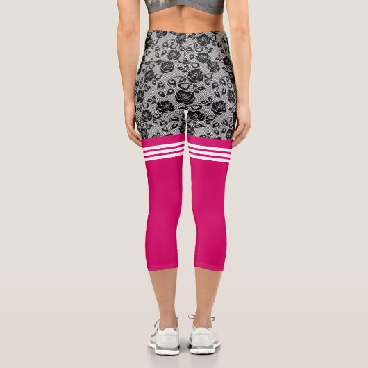 黒フェイクバラレース釣り網オックソックス – エレガント カプリレギンス (裏面)