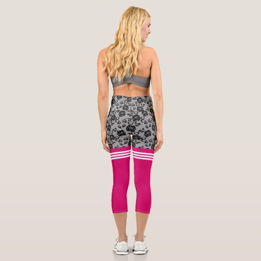 黒フェイクバラレース釣り網オックソックス – エレガント カプリレギンス (裏面)