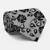黒フェイクバラレース釣り網ラブネックタイ ネクタイ (ロール)