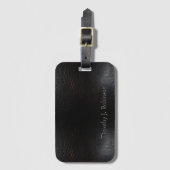 黒フェイク動揺して革エンボス ラゲッジタグ (正面縦)