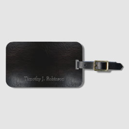 黒フェイク動揺して革エンボス ラゲッジタグ