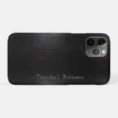 黒フェイク動揺して革エンボス Case-Mate iPhoneケース (裏面(横))