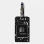 黒フェイク大理石のテクスチャの外観とカスタム文字 ラゲッジタグ (裏面縦)
