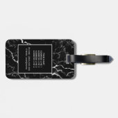 黒フェイク大理石のテクスチャの外観とカスタム文字 ラゲッジタグ (裏面横)